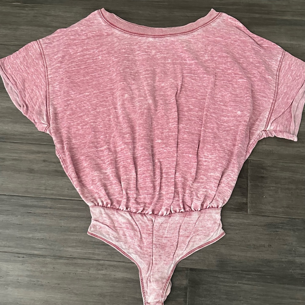 Free People Pink T-Shirt Body Suit